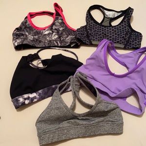 Three dance sports bras